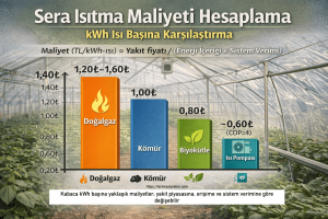 Serada Isıtma Alternatifleri: Maliyet–Verim Kıyaslaması (Yakıt, Isı Pompası, Jeotermal) 3 sera ısıtma alternatifleri